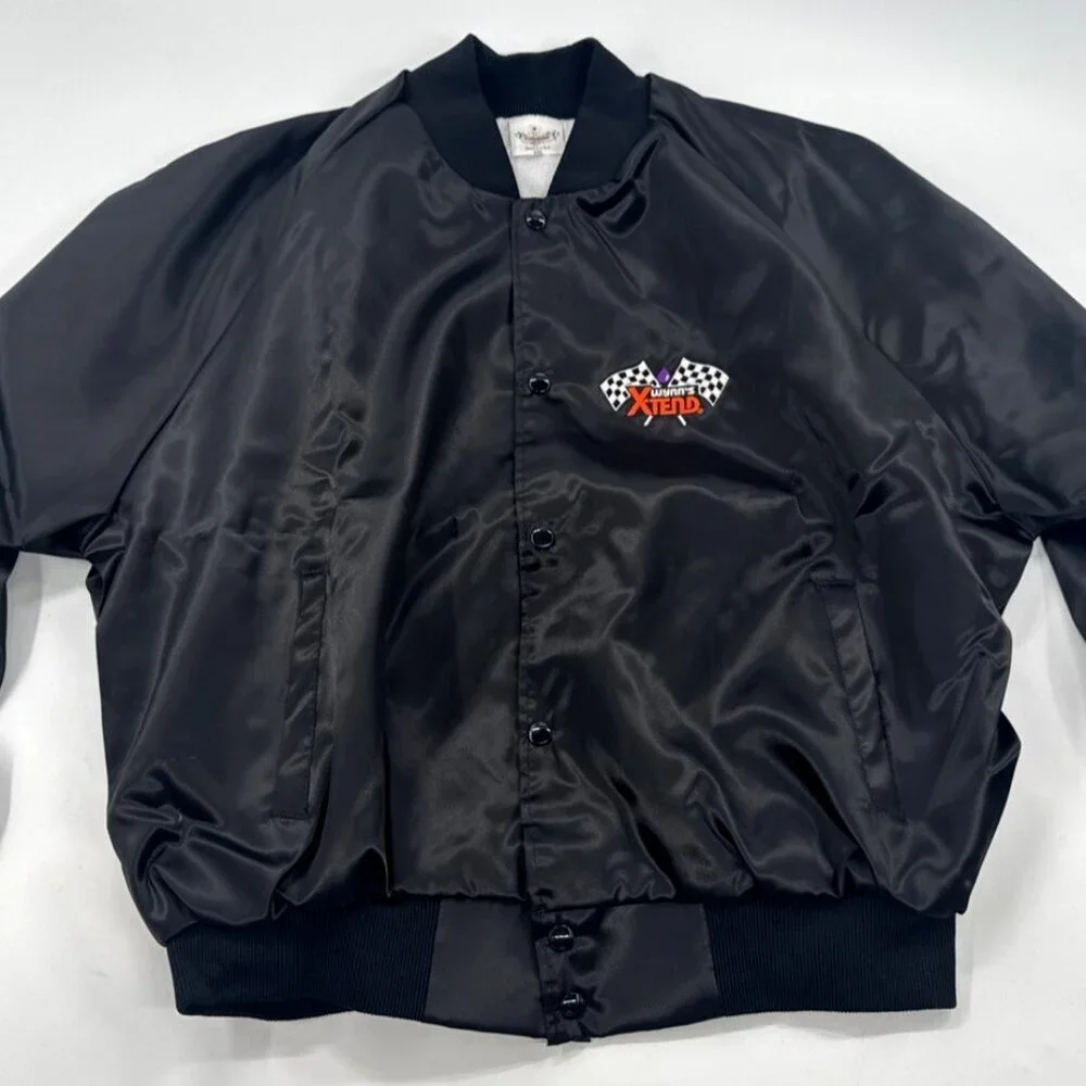 Vintage Wynn's Xtend Racing Jacket Mens XXL Satin Bomber Snap Lined USA Made 70s